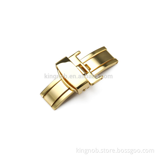 Watchband Buckle wholesale 12 14 16 18 20mm Sliver Rose Gold Double push button butterfly Clasp watch deployment clasp